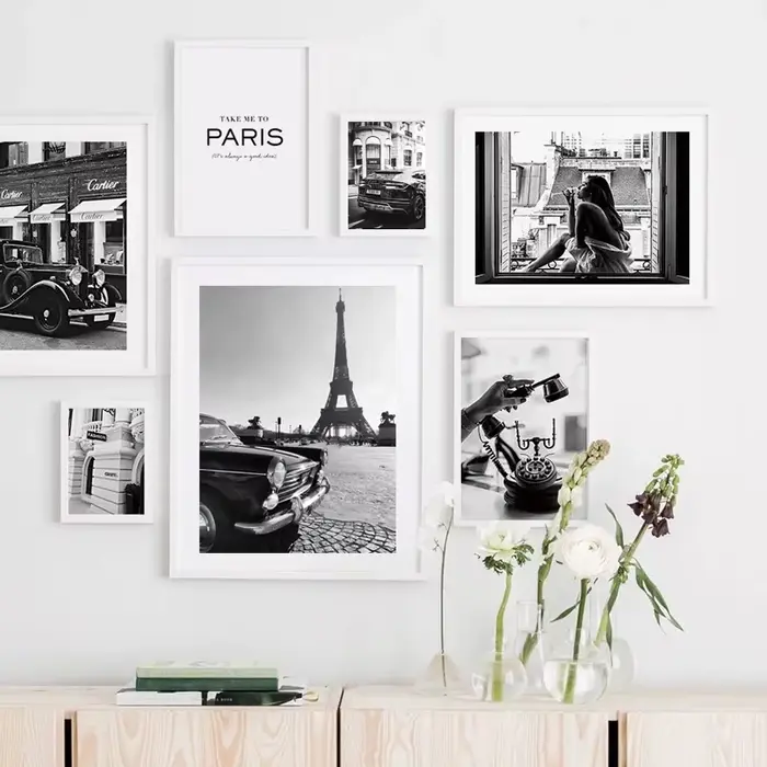 Affiches noires et blanches à la mode de Paris