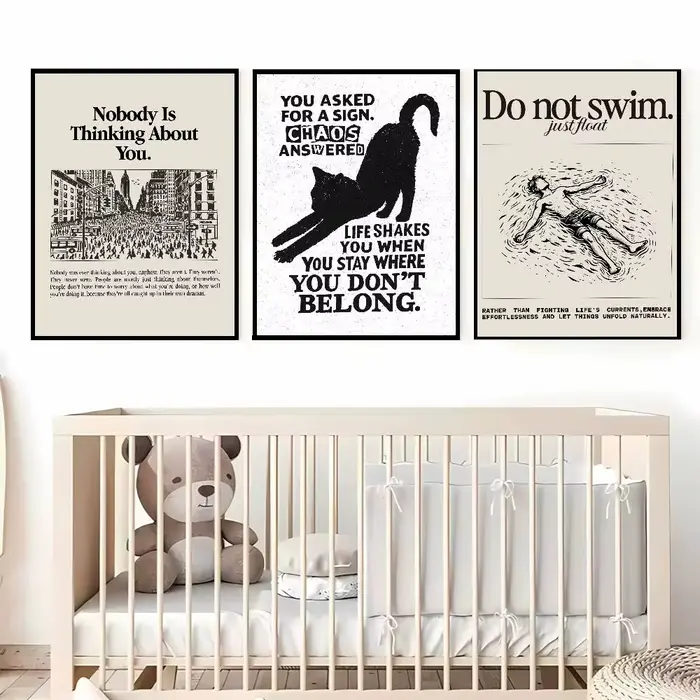 Affiche murale autocollante populaire grand format avec texte d'encouragement positif, en papier artistique, pour décoration de café, bar ou chambre