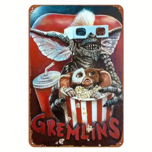 Affiche du film Gremlins, résistante aux intempéries, en aluminium