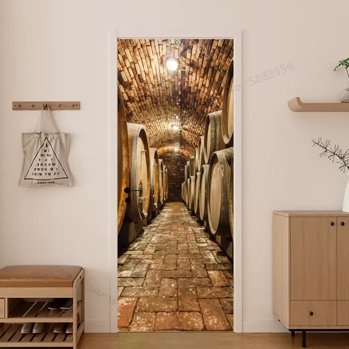 Autocollant de porte imitation bois