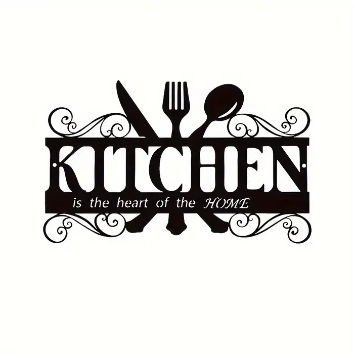Décoration murale de cuisine en métal, 1 pièce, style rustique, en métal noir, pour la décoration de