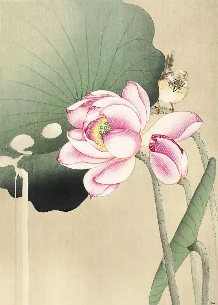 Affiche d'art vintage asiatique, peinture japonaise de fleurs et d'arbres botaniques, aquarelles, na
