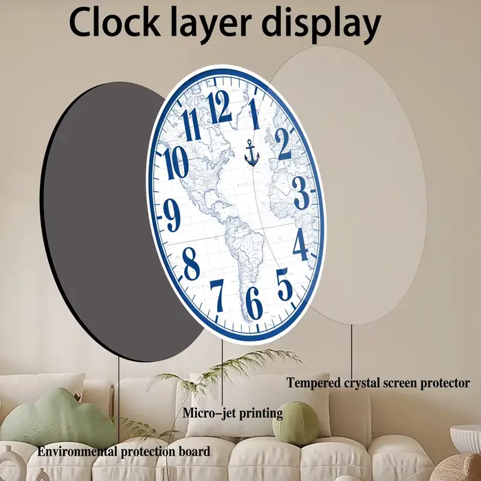 Horloge à motif de carte du monde, idéale pour la décoration de la maison et de l'université, horloge murale artistique unique