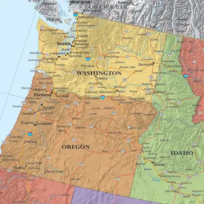 Toile de carte administrative américaine américaine