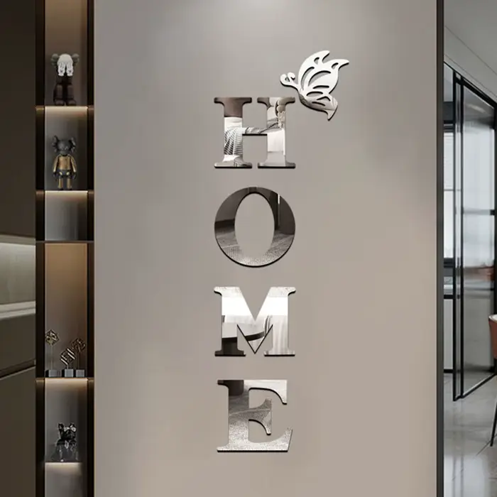 Autocollant mural miroir 3D avec Logo de maison