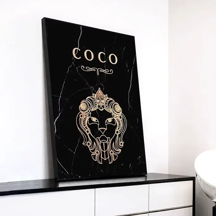Affiches et impressions de bouteille de parfum COCO noir et or