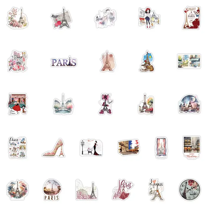 54 pièces romantique Paris autocollants esthétique Graffiti bricolage décoration cadeau voyage commé