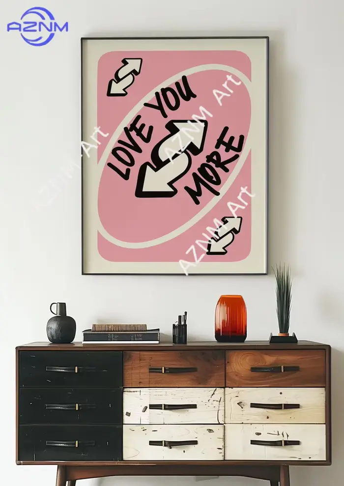 Décoration murale rétro « Love You More » – Art Y2K rose pour accent de chambre, décoration murale de dortoir ou pièce décorative romantique pour la maison