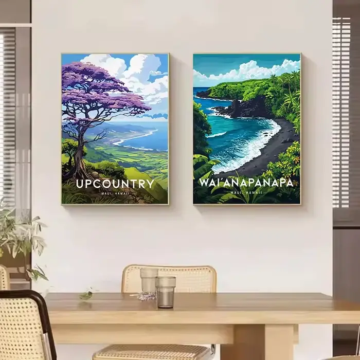 Affiche de paysage naturel Vintage Hawaii Lahaina