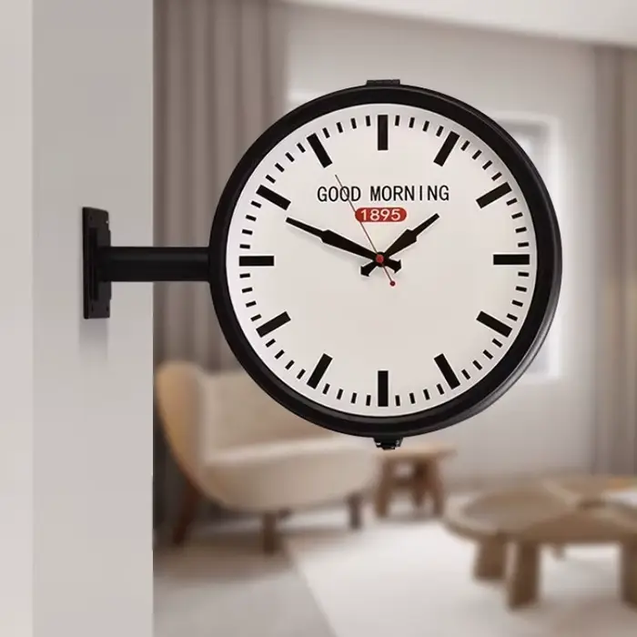 Horloge murale double face simple