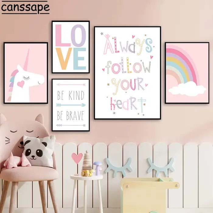 Impressions d'art arc-en-ciel pour décoration de chambre de bébé fille