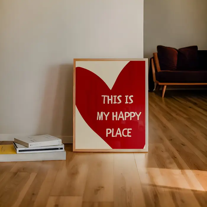 Affiche d'art avec citations de texte de cœur rouge