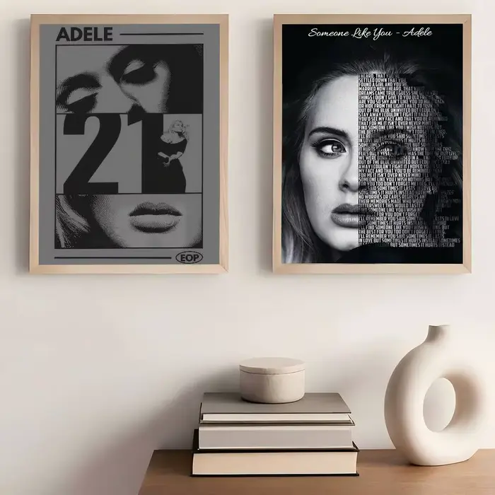Affiches vintage classiques noires de la chanteuse Adele