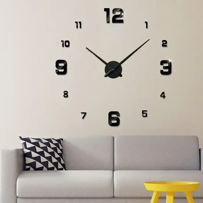 Horloge numérique horloge murale salon grand jardin acrylique miroir autocollant décoration décorati