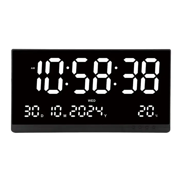 Grande horloge murale numérique de 21 pouces, alimentée par USB, calendrier du temps, 12/24 heures, 