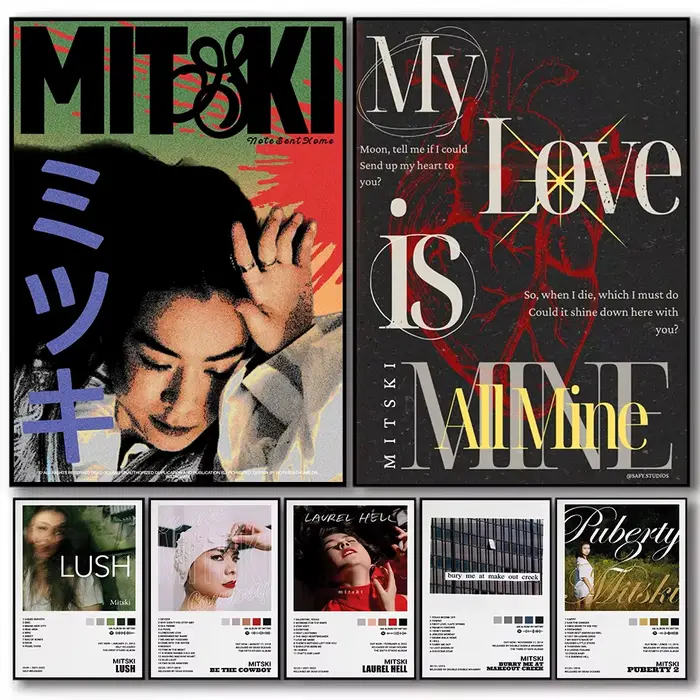 Poster esthétique sur toile avec portrait de la chanteuse pop M-Mitski