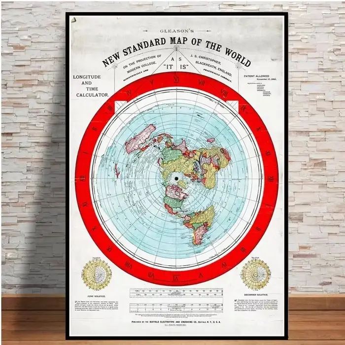 Affiche et imprimés de la terre plate, carte du monde du film, peinture moderne, images murales pour