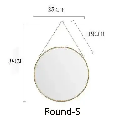 Miroirs décoratifs de maquillage, miroir mural suspendu Hexagonal rond en laiton doré, Style nordiqu