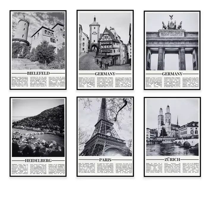 Affiche de voyage en noir et blanc