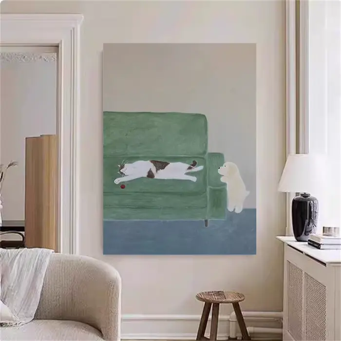 Peinture à l'huile de lignes abstraites peintes à la main
