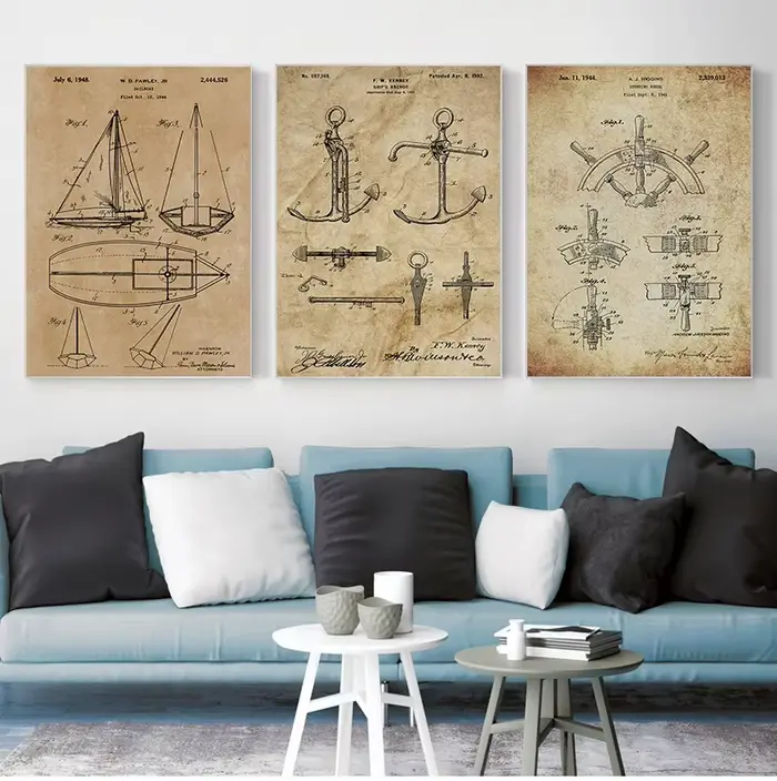 Peinture sur toile d'art mural nautique