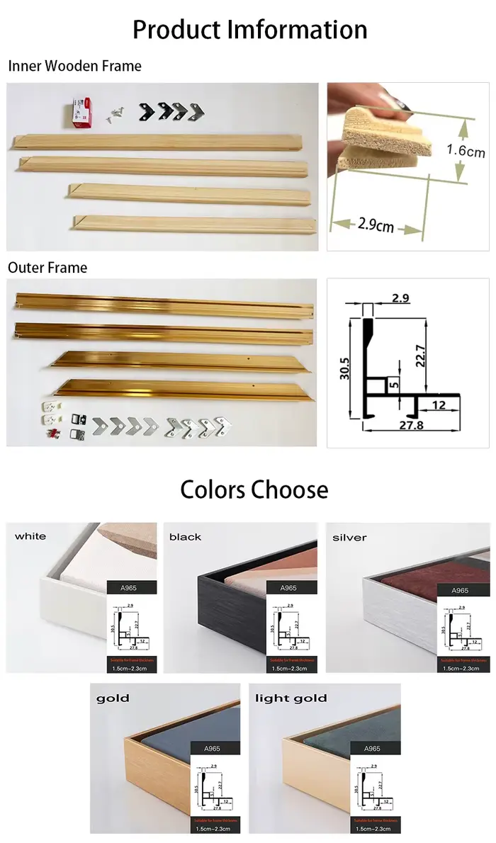 Cadre de Peinture à l'Huile Moderne en Aluminium et Métal
