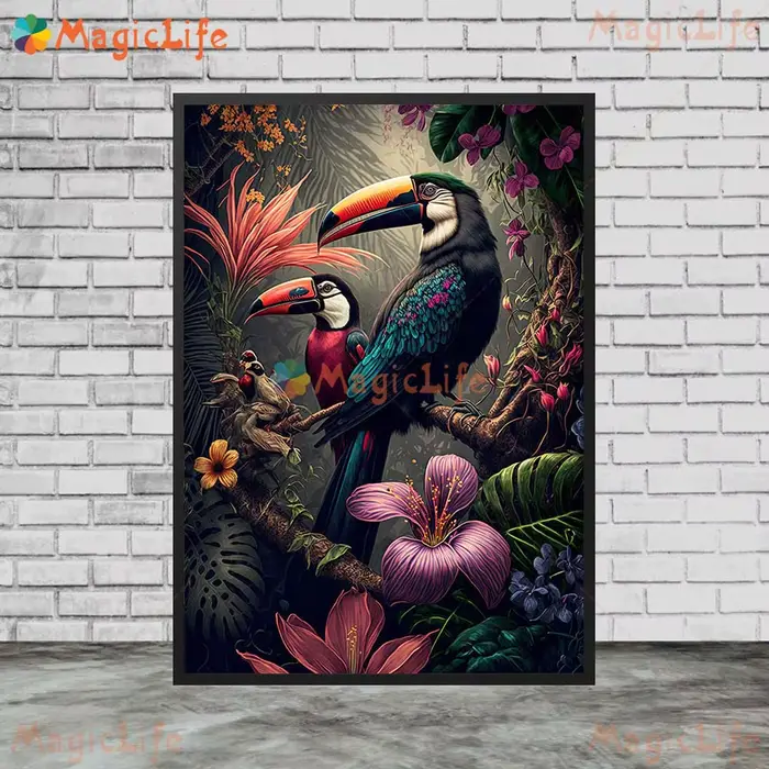 Affiche murale imprimée d'oiseaux de la Jungle