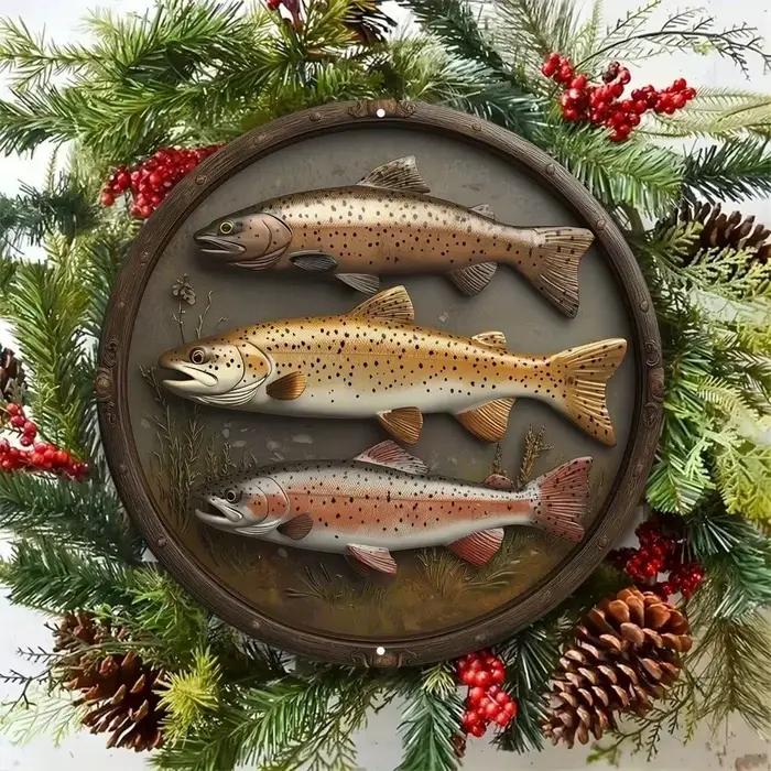 Art mural de poisson en métal robuste, décor de logo 2D pour maison, garage, bar, café, chambre à co