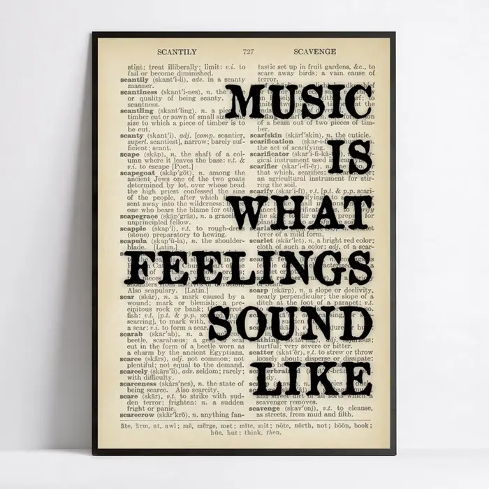 "La musique est ce que les sentiments sonnent comme" - Affiche sur toile avec citation inspirante, a