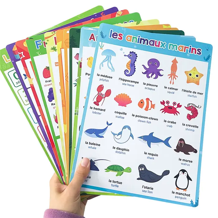 Affiche d'apprentissage du français avec animaux