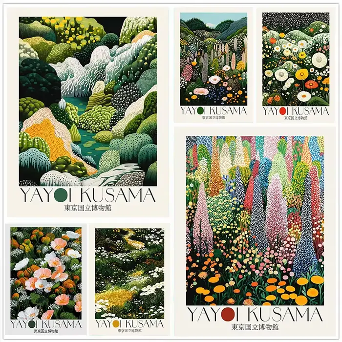 Affiche de musée botanique de Tokyo inspirée du Yayoi Kusama japonais
