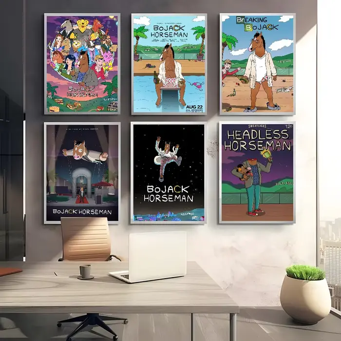 B-BoJack – affiche de dessin animé H-Horseman, Art mural polyvalent pour salon, chambre à coucher, bureau, couloir, Bar |   Idée cadeau de décoration d'intérieur