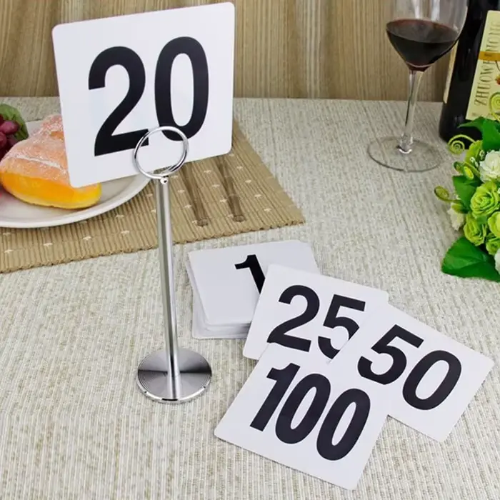 Numéros de Table blancs en PVC, signes de mariage, Restaurant, café, Bar, cartes de sièges, Identification facile pour carte de Table de Restaurant en Pvc, 1-100