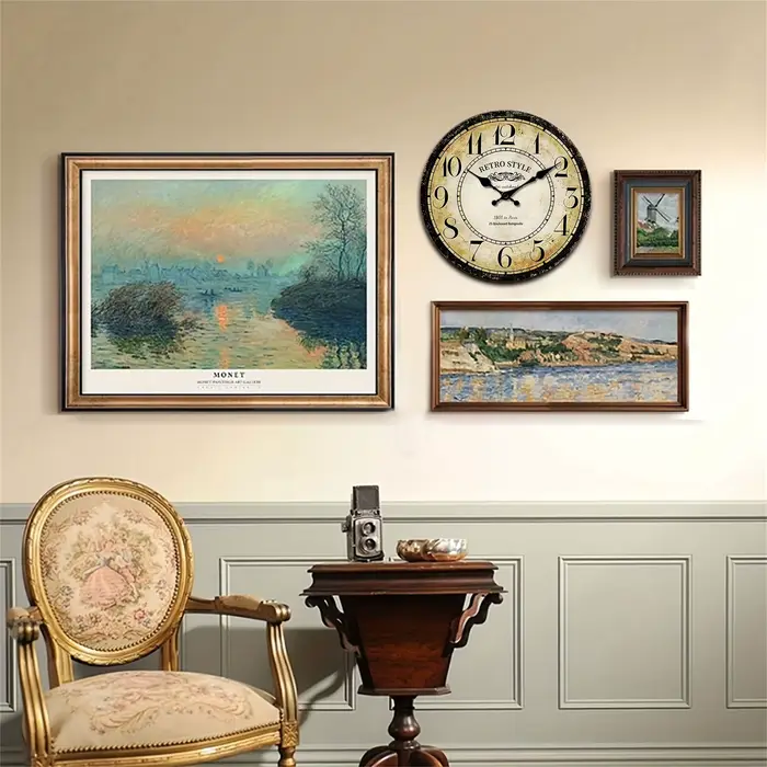 Horloge murale rétro en bois 1 pièce
