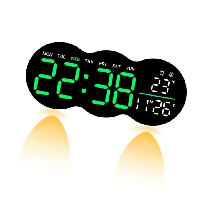 G6KF – horloge murale numérique LED, Design en forme nuage, avec télécommande, minuterie, projecteur inférieur pour élégantes