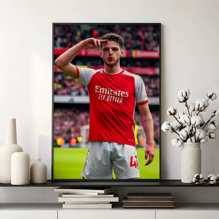 Affiche de football Declan R-Rice Arsenal Angleterre, imperméable, HD, moderne, à coller, décoration murale pour chambre à coucher, salon, dortoir, bureau