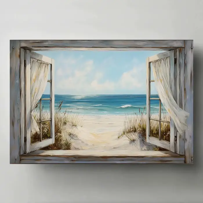 Peinture sur toile avec vue sur la plage