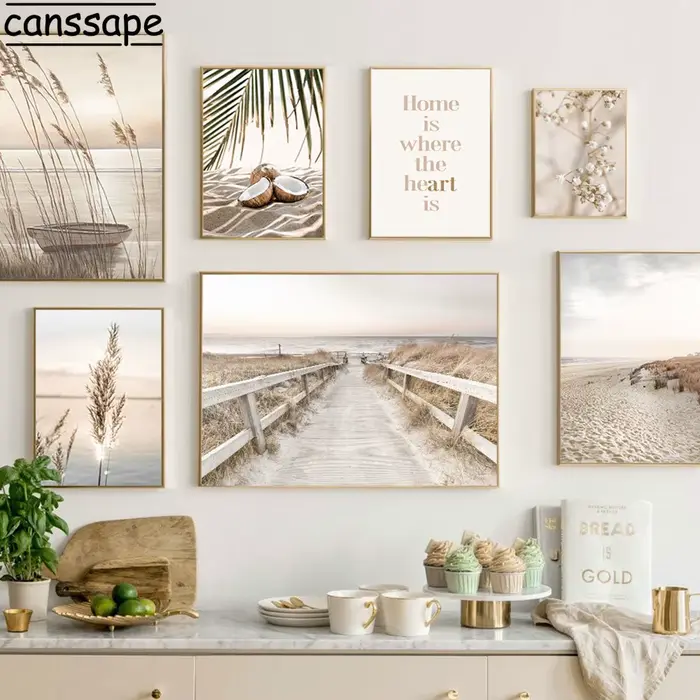 Beige Reed Pampa Toile Peinture