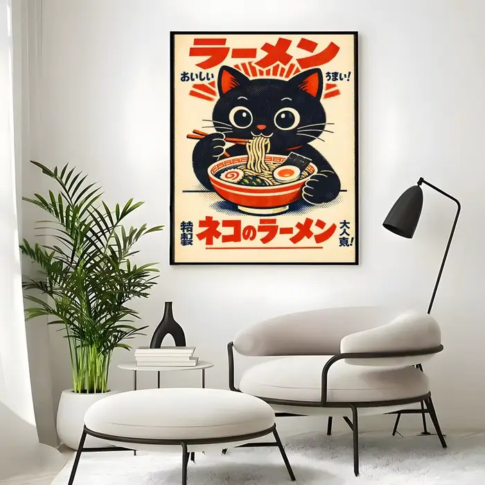 Affiche d'art vintage sur le thème du ramen japonais, impression d'art classique et d'affiches mural