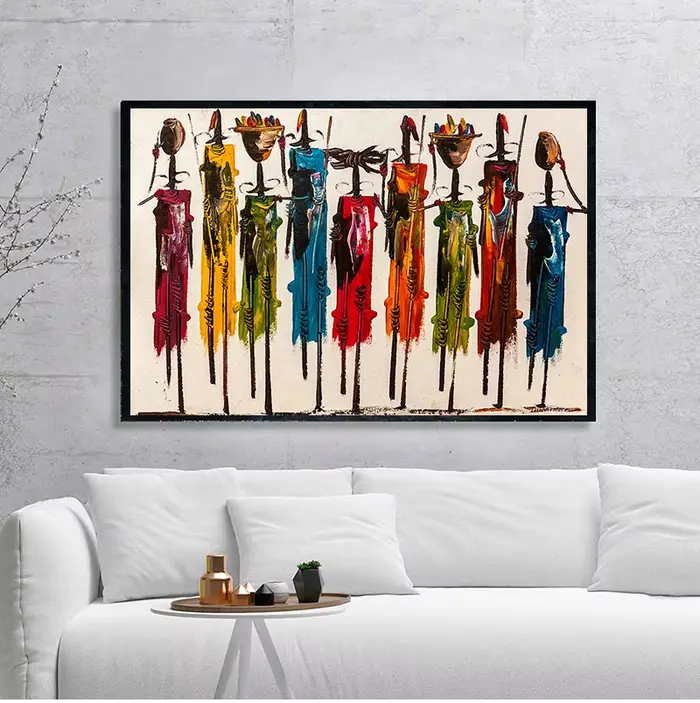 Peinture à l'huile abstraite de femme africaine sur toile
