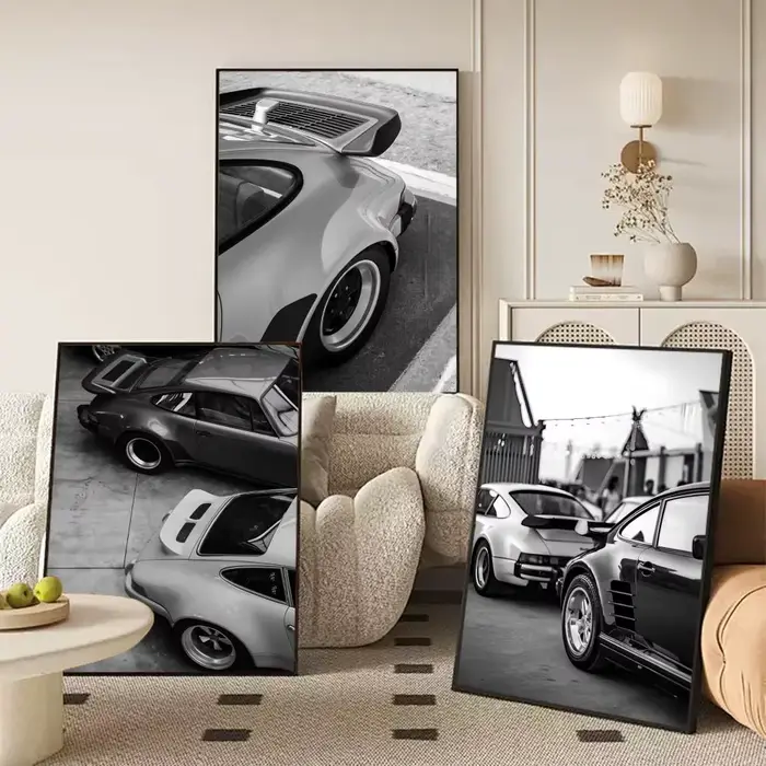 Affiche de véhicule de voiture de luxe noir et blanc