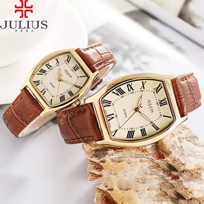 Horloge à Quartz japonaise en cuir véritable, rétro, classique, montre pour hommes, montre pour femme, montre pour hommes, pour Couple, Business, boîte Julius, cadeau pour amoureux