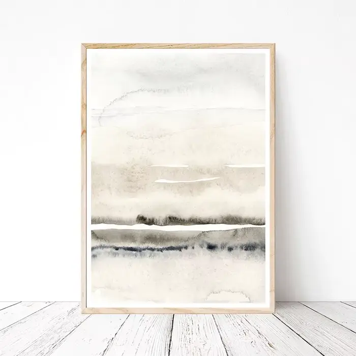 Toile de peinture abstraite Beige et grise