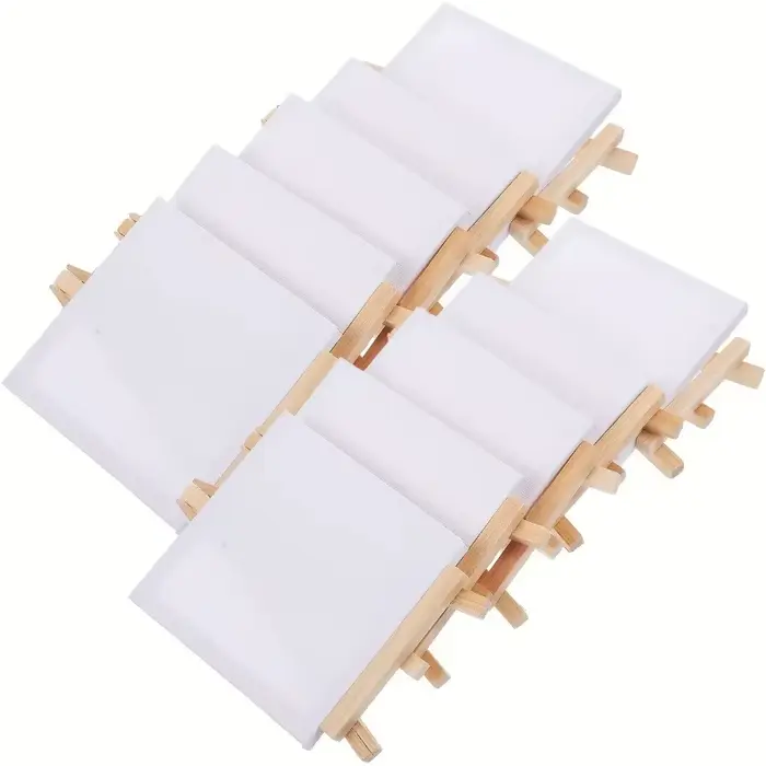 Lot de 6/12 mini toiles et chevalets – Chevalet en bois blanc apprêté