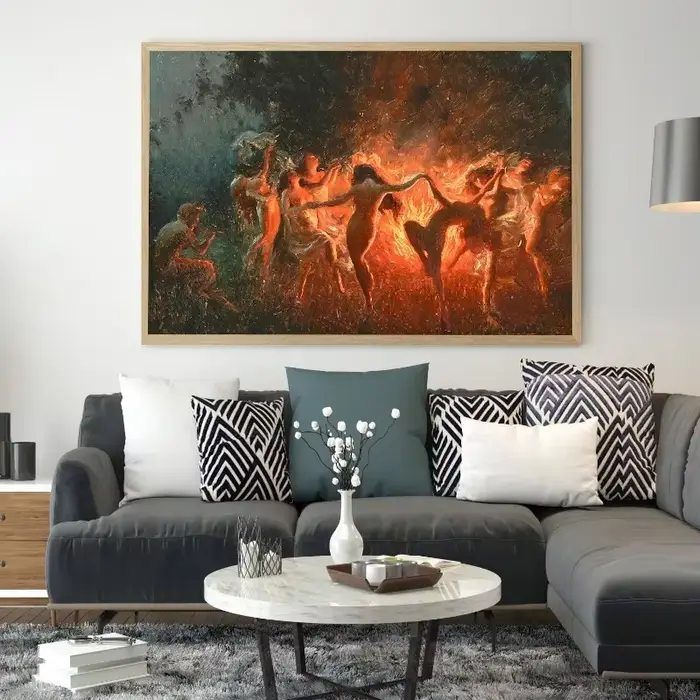 Sorcière magique fée feu danse