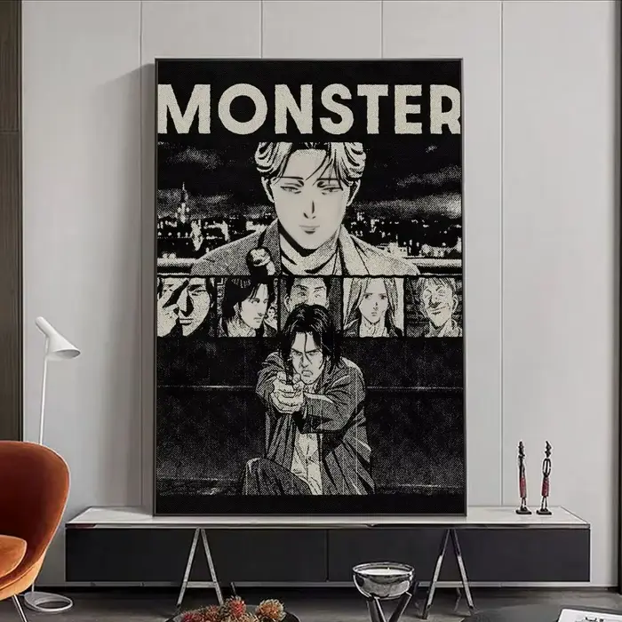 Peinture de monstre n-naoki Urasawa, calligraphie, affiches murales sur toile, Art de fête pour déco