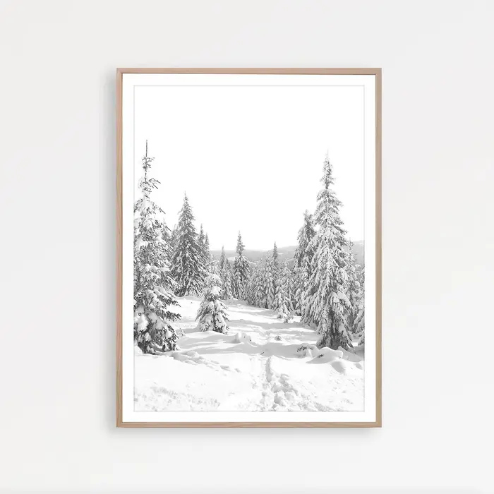 Impressions d'hiver ensemble d'impression noir et blanc de 3 décor d'art mural affiche nordique imprimé forêt de neige