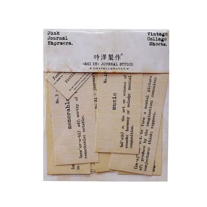 Autocollant vintage tissé avec définition de mot, pour loisirs créatifs, scrapbooking, album, journa