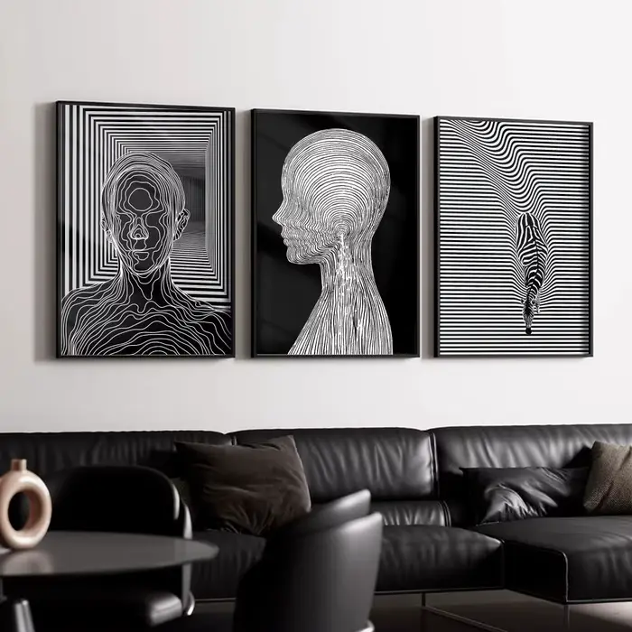 Affiche d'illusion d'optique noir et blanc