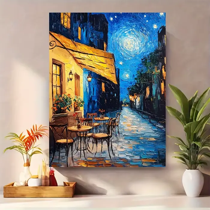 Peinture sur toile Van Gogh "café terrasse la nuit"